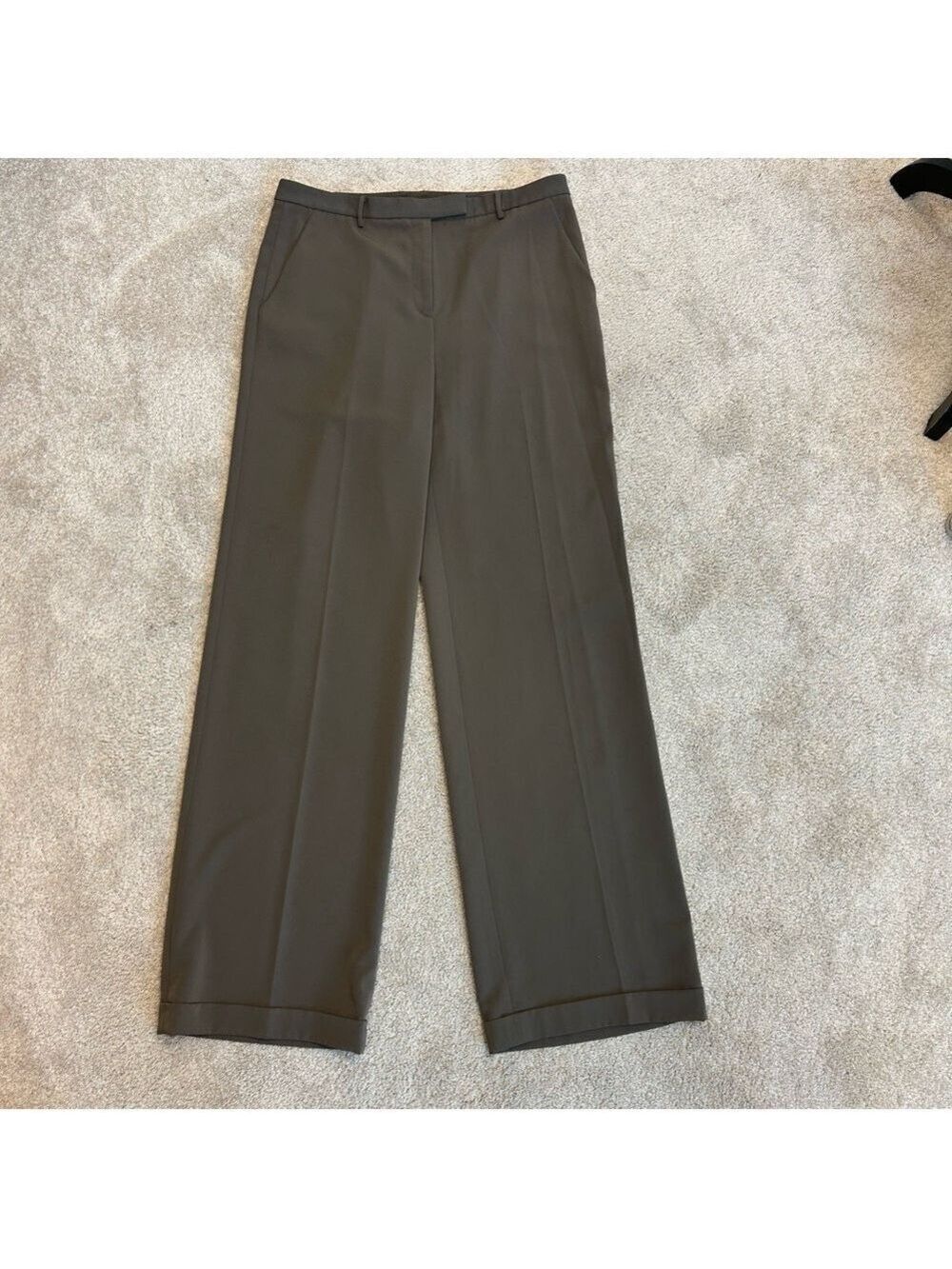T Tahari khaki Brown wide leg trouser dress pants Sz 10